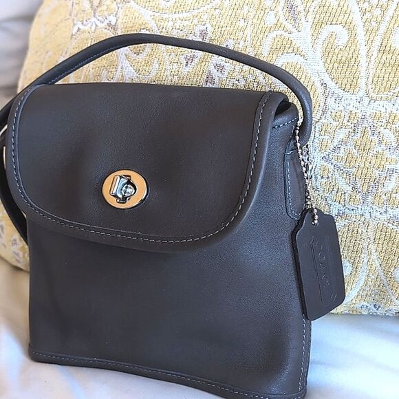 Rare -Vintage COACH Tango Flap Turn-Lock Dk Gray 🩶 Mini Crossbody Bag - Picture 6 of 16